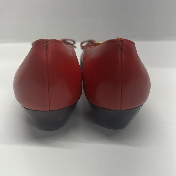 Salvatore Ferragamo Vara Heels Ballet Bow Kitten Low Heeled Shoes Leather Red 6 - Picture 6 of 11